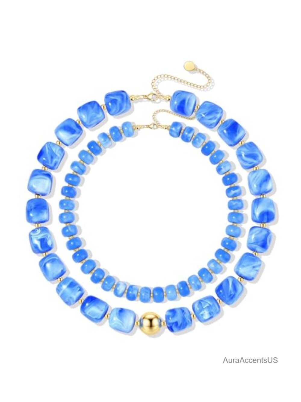 2Pcs Chunky Acrylic Beaded Necklace Set for Women Statement Layered Choker